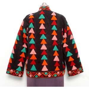 Veste Courte Décontractée pour Femme, Broderie Florale Boutonnée, Faite Main, Écologique, Style Plage, Hiver - Product Image 5