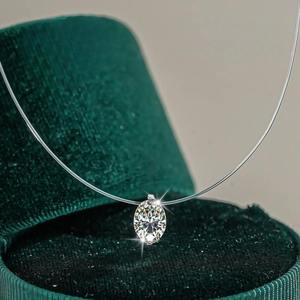 Collier pendentif solitaire en diamant de laboratoire taille brillant, plaqué or rose, alliage de zinc, certifié IGI, classique, unisexe, pour mariage - Product Image 2