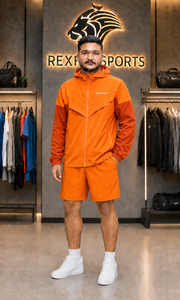 REXFIT SPORTS 2026 Ensemble coupe-vent en nylon personnalisé pour homme – Veste légère à capuche et short – Survêtement de sport - Product Image 2