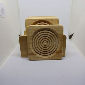 Premium Acacia Wooden Classic Modern Art Coaster Set for Dining <b>Table</b> <b>Protection</b> Natural Wood Grain Finish Durable Handcrafted - Product Image 1