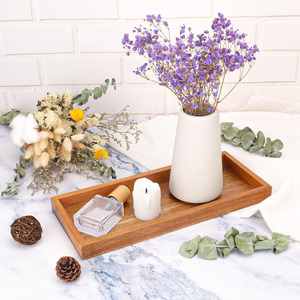 Ensemble de 4 plateaux en acacia rustique pour vanity cake snacks fromage pain fruits utilisation sur table à manger ou cuisine pour service à café et thé - Product Image 2