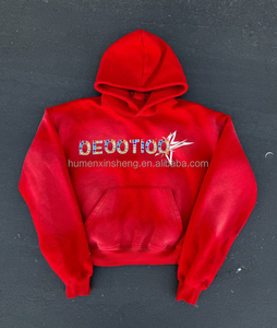 SPORTLICH WEAR Streetwear Custom 350 500gsm Heavy Weight Cotton <b>Thick</b> Sun Faded Regular Sleeve Cropped Acid Wash <b>Hoodie</b> <b>Men</b> - Product Image 1