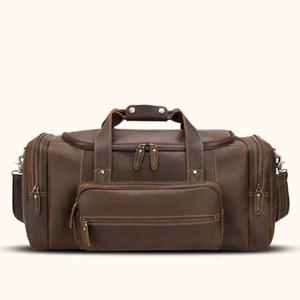 Sac de voyage en cuir unisexe de haute qualité, personnalisable, grande capacité, compartiment à chaussures, avec logo personnalisé et espace de rangement personnalisé - Product Image 1