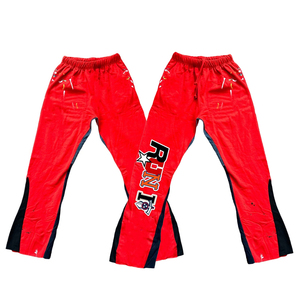 Pantalones de chándal de algodón polar grueso personalizados para hombre, pintados a mano, de pierna ancha, holgados, acampanados, estilo jogger, casuales, con efecto apilado. - Product Image 4