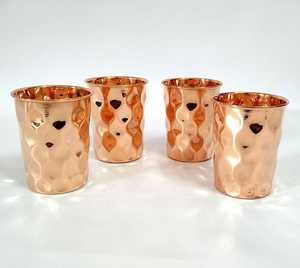Copper Belly Cup Drinking Glasses Set of 4 Vintage Hammered Metal Bar Accessories Kitchen Use - Product Image 2
