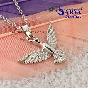 Collar con Colgante de Paloma Voladora de Plata de Ley 925, Collar con Amuleto de Paloma de la Paz, Joyería Animal Hecha a Mano, Regalo para Mujeres y Hombres - Product Image 2