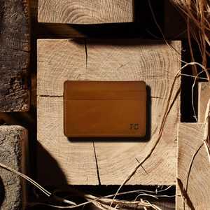 Porte-cartes en cuir véritable fait main personnalisé, étui portable pour cartes de crédit RFID, portefeuille de poche fin et minimaliste, personnalisable - Product Image 3
