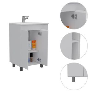 Mobiletto da bagno rettangolare bianco a 2 ripiani, autoportante - Product Image 4