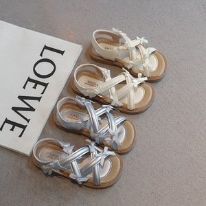 <b>Girls</b> Summer <b>Sandals</b> Princess Style Bow Soft Sole Non Slip Hook and Loop Baby Walker Shoes Cross Strap <b>Toddler</b> - Product Image 1