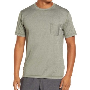 T-shirt en polyester pour homme avec poche avant, logo personnalisé, manches courtes, col rond - Product Image 6