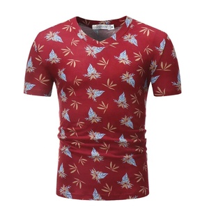 T-shirt à manches courtes pour hommes, col en V décontracté, Hip Hop, 100% coton, tricoté, 180 grammes - Product Image 1