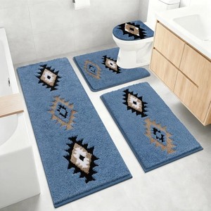 Tapis de salle de bain en microfibre chenille à motif uni, modernes, antidérapants, en PVC, lavables, doux, shaggy, absorbants - Product Image 1