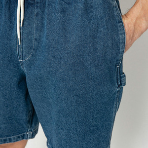 Cotton Denim Straight Mid Waist Button Casual Shorts for Men Side Pockets Summer Beachwear Everyday <b>Comfortable</b> Street Fashion - Product Image 3