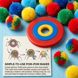 HC0026 Pompom <b>Makers</b> |Portable Plastic Crochet Loom With Needle Round Knitting Kit For Craft Projects - Product Image 1