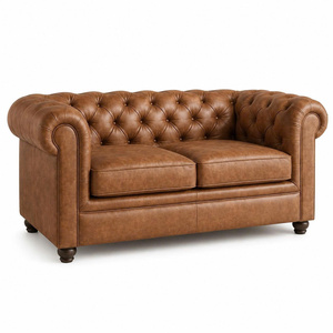 Sofá de Cuero Genuino Tapizado de 2 Plazas con Diseño Moderno, Sofá de Cuero Premium y Muebles de Sala de Estar para el Hogar y Hoteles - Product Image 2