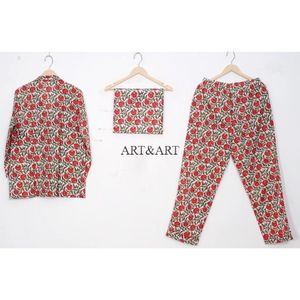 Conjunto de Pijama de Algodón para Mujer, Ropa de Dormir Suave, Transpirable y de Secado Rápido con Estampado Floral para el Hogar y el Sueño - Product Image 4