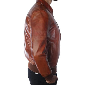 Service OEM : Créez votre propre logo sur une veste bomber en cuir pour homme, vêtement de mode de haute qualité, veste d'hiver pour homme - Product Image 4