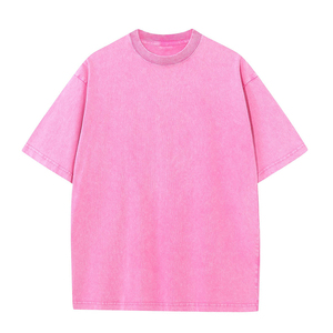 T-shirt en coton uni surdimensionné pour homme, décontracté, à manches courtes, lavé, teint uni, tricoté, haut d'été - Product Image 5