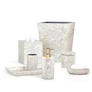 Handicraft Mother of Pearl Bathroom Accessory Set Charcoal Black MOP Bathroom Sets Custom Luxury Home Accessories Supplier - Product Image 3