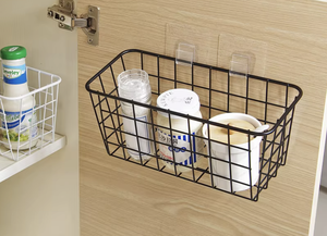 Living Room Punch-Free Wrought Iron Hanging <b>Basket</b> <b>Wall</b> Mounted Modern Multifunction <b>Storage</b> Rack - Product Image 4
