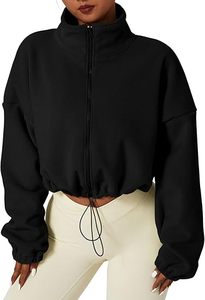 Women's Full Zip Fleece Short Jacket Warm Winter Long Sleeve Sherpa Crop Coat with Stand Collar sweatshirts high quality - Product Image 6
