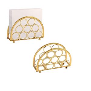 Servilletero de metal con revestimiento dorado en diseño moderno con acero inoxidable Ideal para almacenamiento de utensilios de cocina y pañuelos - Product Image 1