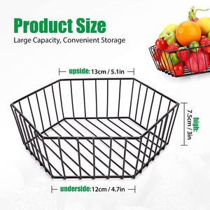 Cesta de fruta de metal hexagonal de gran capacidad con diseño creativo Esencial de cocina de mesa con escurridor de frutas y tazón - Product Image 3