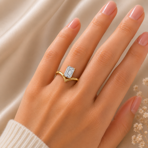 <b>Emerald</b> Cut Lab Grown Diamond <b>Ring</b> 925 <b>Silver</b> 9kt, 14kt, 18kt Gold Diamond <b>Rings</b> for Women's Engagement <b>Ring</b> - Product Image 2