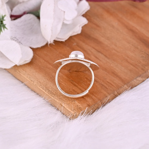 Natural Rainbow <b>Moon</b> <b>Stone</b> Statement Pear Shape <b>Ring</b> | 925 Sterling Silver - Product Image 6