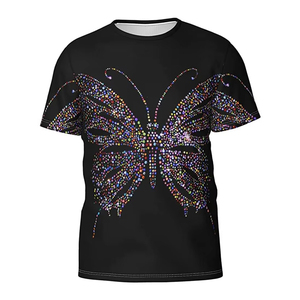 เสื้อยืดลายใหม่ประดับเพชรเทียมสำหรับผู้ชาย แฟชั่นสตรีทแวร์ พิมพ์ลายตามสั่ง เสื้อยืดคอวีประดับเพชรเทียม - Product Image 4