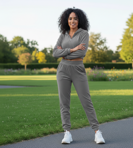 Conjunto Deportivo de Terciopelo para Mujer, Invierno, Color Negro, Cómodo, Peso Medio, con Cordón Ajustable, Antibacterial, Casual, para San Valentín - Product Image 2