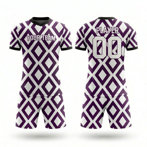 Ensemble de maillots de football personnalisés haut de gamme bleu et blanc pour hommes et équipes de jeunes, tenue domicile et extérieur avec logo personnalisé - Product Image 1