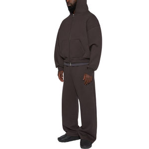 Ensemble de survêtement unisexe personnalisé en polaire respirante à séchage rapide, avec sweat à capuche et pantalon de jogging, en polyester et coton, idéal pour l'hiver - Product Image 2