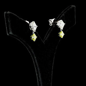 Pendientes de Diamantes Amarillos Vívidos Cultivados en Laboratorio, Certificados por IGI, Corte Asscher, Oro de 10K, 14K, 18K, Regalo de Boda o Compromiso, Joyería Fina - Product Image 2
