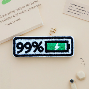 Low <b>Battery</b> and Full <b>Battery</b> Embroidered Iron On Patch for Clothing Bags and Accessories - Product Image 2