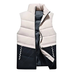 Logo <b>Men's</b> High Quality Winter Casual Canvas Bubble Puffer <b>Vest</b> Solid Sleeveless Plus Thickened Waterproof Warm Outerwear - Product Image 2