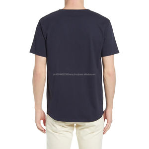 T-shirt décontracté d'été pour homme, couleur unie, 100% coton, tricoté, manches courtes, col rond, avec impression numérique, respirant, séchage rapide - Product Image 2