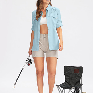 Elegantes Camisetas de Pesca de Tela para Mujer, Transpirables, de Poliéster y Spandex, Ropa Deportiva para Pesca - Product Image 6