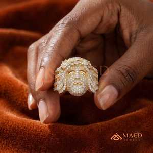 Bague en moissanite pour homme, style hip-hop, panthère, plaquée or, argent sterling 925, bijoux de luxe, cadeau - Product Image 4