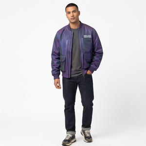 Chaqueta Bomber Reversible Personalizada de Lona Ecológica Impermeable, Estilo Retro Unisex, Corte Ajustado, Prenda Exterior de Vuelo, Tacto Suave y Acanalado - Product Image 3