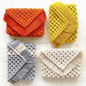 Handwoven Macrame Fringe Clutch Bag Beads & Silk Handmade Knotted Envelope Pouch Durable Foldable Fashion Summer Accessory - Product Image 5