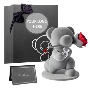 ELVROGEST SA Caja de Regalo con Oso de Peluche y Rosa Roja Preservada, Anillo de Joyería, Regalo Romántico de Lujo para San Valentín para Mujeres, Novias, Esposas - Product Image 1