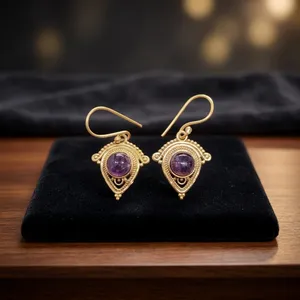 Pendientes de Piedra Preciosa de Labradorita Natural |   Joyería Artesanal de Latón |   Suministro al por Mayor y a Granel - Product Image 1