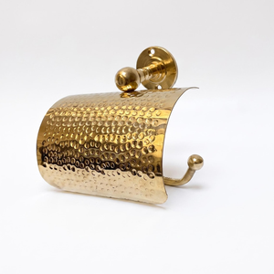Porte-papier toilette mural en laiton martelé, porte-rouleau de papier toilette en laiton massif avec finition texturée faite à la main, décoratif vintage - Product Image 1