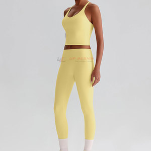 Conjunto de Yoga de 2 Piezas para Mujer, Alta Calidad, Sólido, Transpirable, Sin Costuras, Último Estilo, Venta al Por Mayor para Adultos, Diseño Internacional - Product Image 5