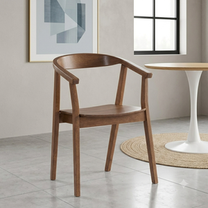 Minimalist Bentwood <b>Dining</b> <b>Chair</b> in Walnut Finish Contemporary Wooden <b>Chair</b> with Tapered Legs for Cafe & Kitchen <b>Dining</b> Use - Product Image 1