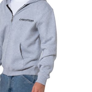 Sweat-shirt à capuche zippé pour homme, sans cordon de serrage, en molleton, avec deux poches avant, design poche poitrine et dos large, style streetwear, 100% coton - Product Image 5