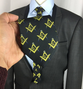 Corbata Masónica de la Logia Azul, Negra y Dorada, Material Personalizado, Bordado a Máquina, Regalia Masónica, Servicio OEM - Product Image 2