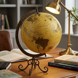 Stylish Iron Stand Desk Globe with Plastic World <b>Map</b> | Educational Globe for Geography Learning | Home & Office Table Decor - Product Image 4