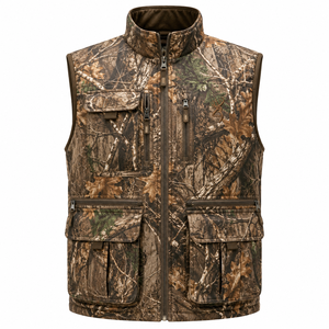 Gilet de chasse camouflage pour homme MEGAMAPLE, softshell, manches longues, respirant, polyester, décontracté, pour l'été, utilisation en extérieur, logo imprimé sur le devant - Product Image 1